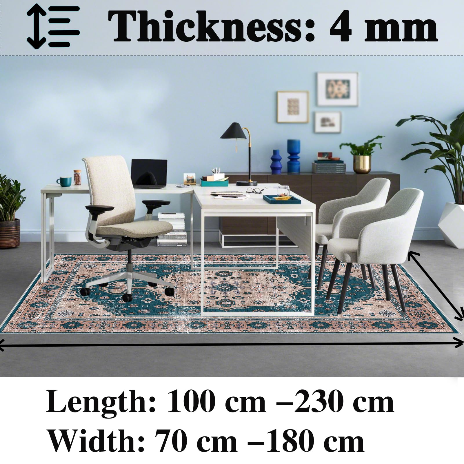 Tapis Protection Sol Chaise Bureau, Tapis Chaise de Bureau Gaming, Tapis de Sol pour Fauteuil, Tapis de Sol Bureau Tissu, Tapis de Protection en Bois/carrelage pour Bureau et Maison 130 x 160 cm