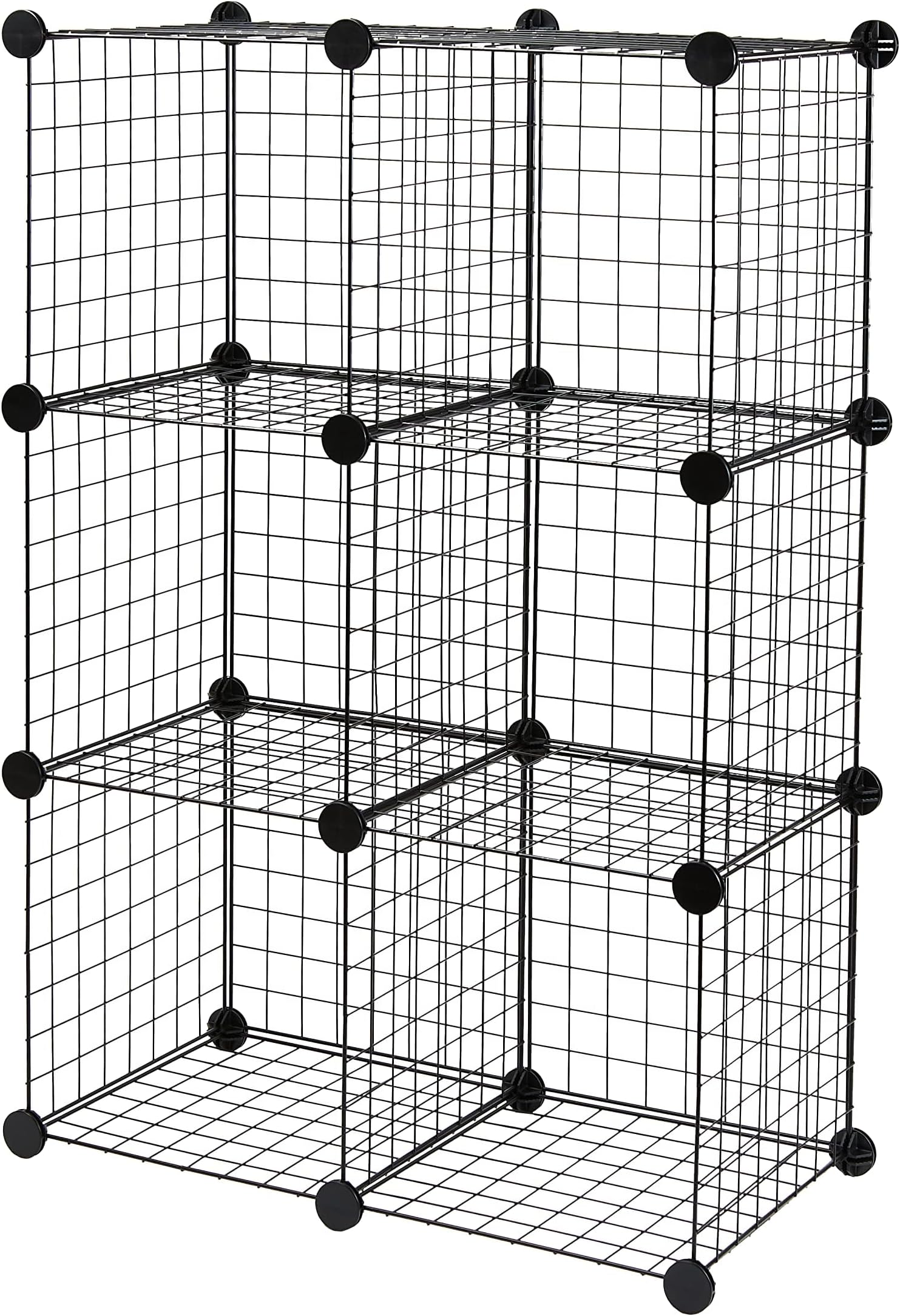 Amazon Basics 6 Cube Wire Grid Stackable Storage Shelves, Black, 66 x 32 x 96.5 cm