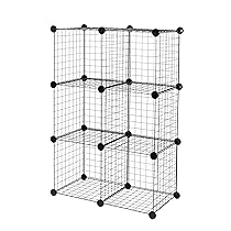 Amazon Basics Scaffali impilabili cubici con griglia metallica, 66 x 32 x 96.5 cm, Nero, 6 Cubi