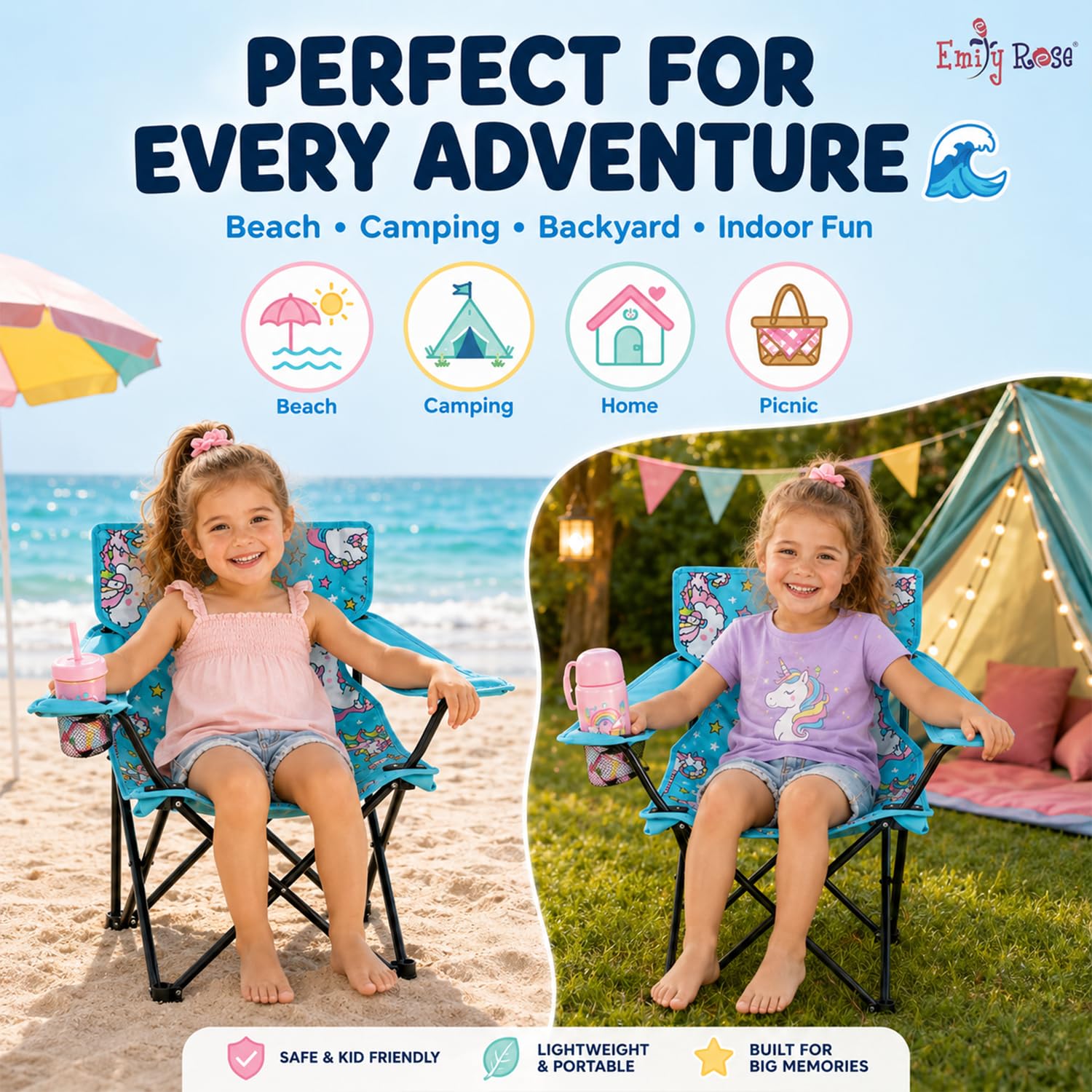 Amazon.com: Emily Rose Sea Unicorns Kids Folding Camp Chair