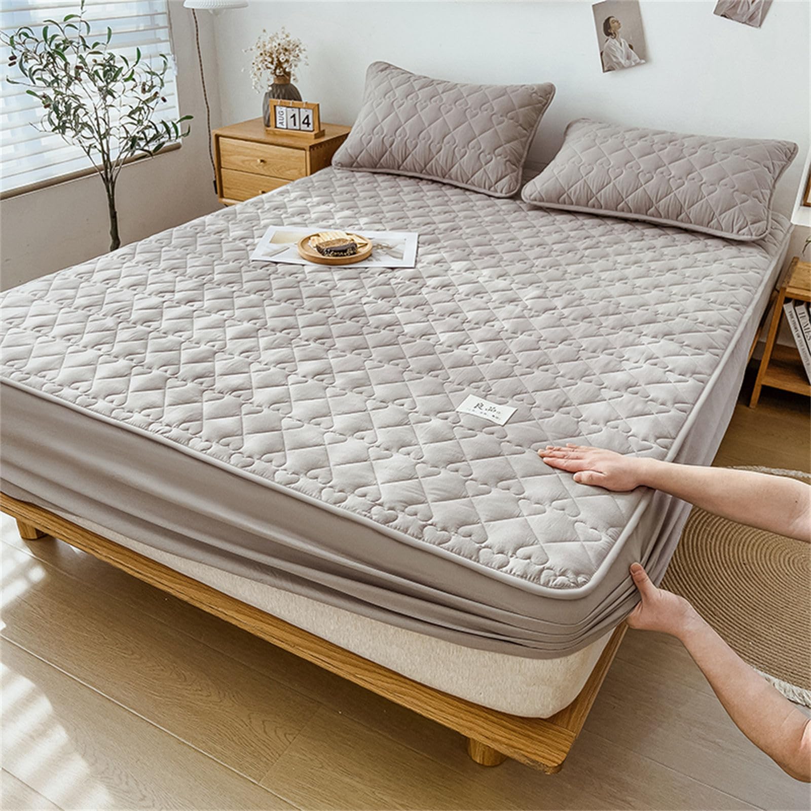 Odot Hoeslaken en kussenslopen, microvezel hoeslakens met diepe zak, ademende lakens, eenpersoonsbed, kingsize laken voor kinderen en volwassenen (120 x 200 x 30 cm, bloem en lieveheersbeestje