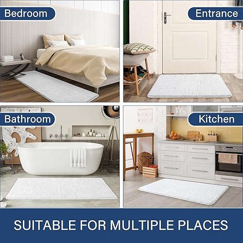 Miniatura 7 de LOCHAS Juego de 2 alfombras de baño de 17 x 24 pulgadas más 20 x 32 pulgadas de grosor, antideslizantes, alfombra de baño de felpilla suave y