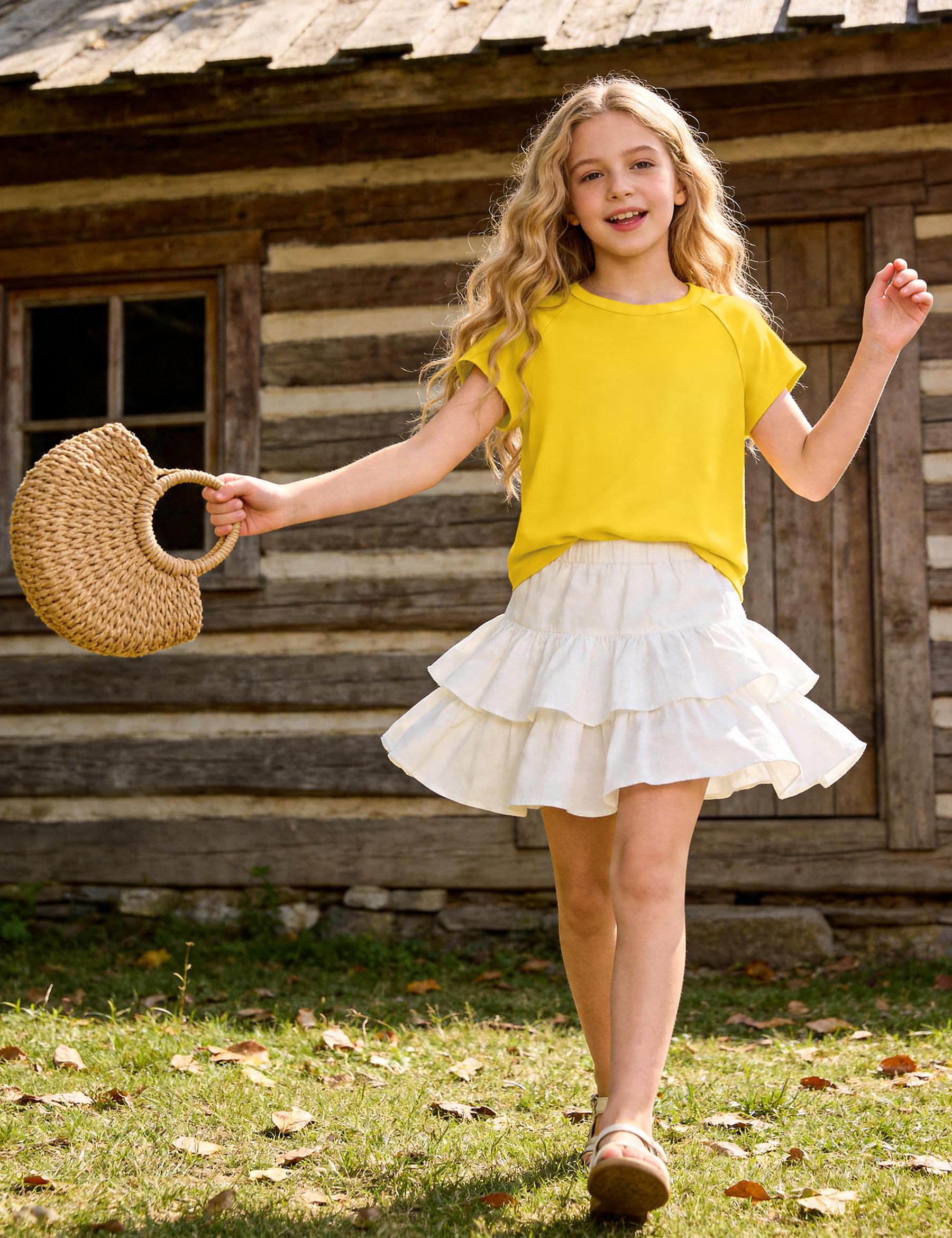 Camiseta de verano para niña, manga corta, cuello redondo, camiseta deportiva para niñas de 6 a 15 años
