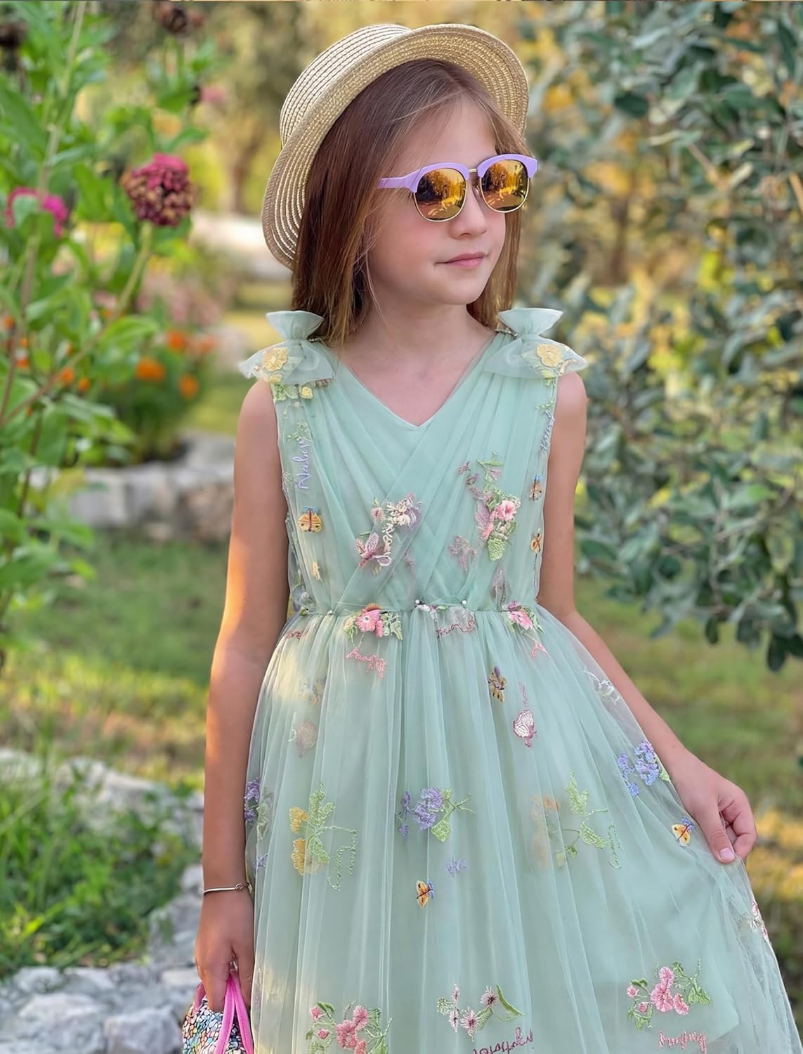 Arshiner Tutu Tulle Dress for Toddler Girls Bowknot Sleeveless Flower Birthday Princess Party Summer Dresses