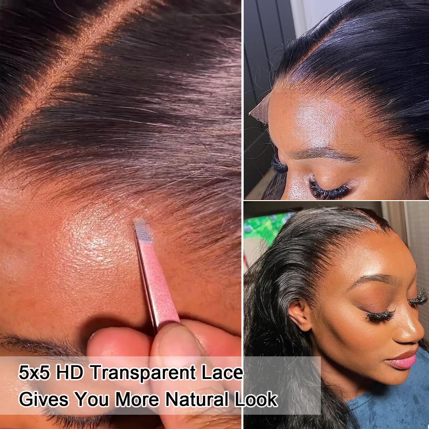 5x5 Transparent HD Lace Closure Human Hair Body wave Closure Unprocessed Virgin Human Hair Invisible Lace Frontal Closure Pre Plucked with Baby Hair Natural Black Color 14 inch