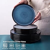 LeRatio 10.5 Inch Ceramic Dinner Plates Set of 6 - Reactive Glaze Blue Porcelain, Microwave Oven Dishwasher Safe, Scratch Resistant Durable Dinnerware