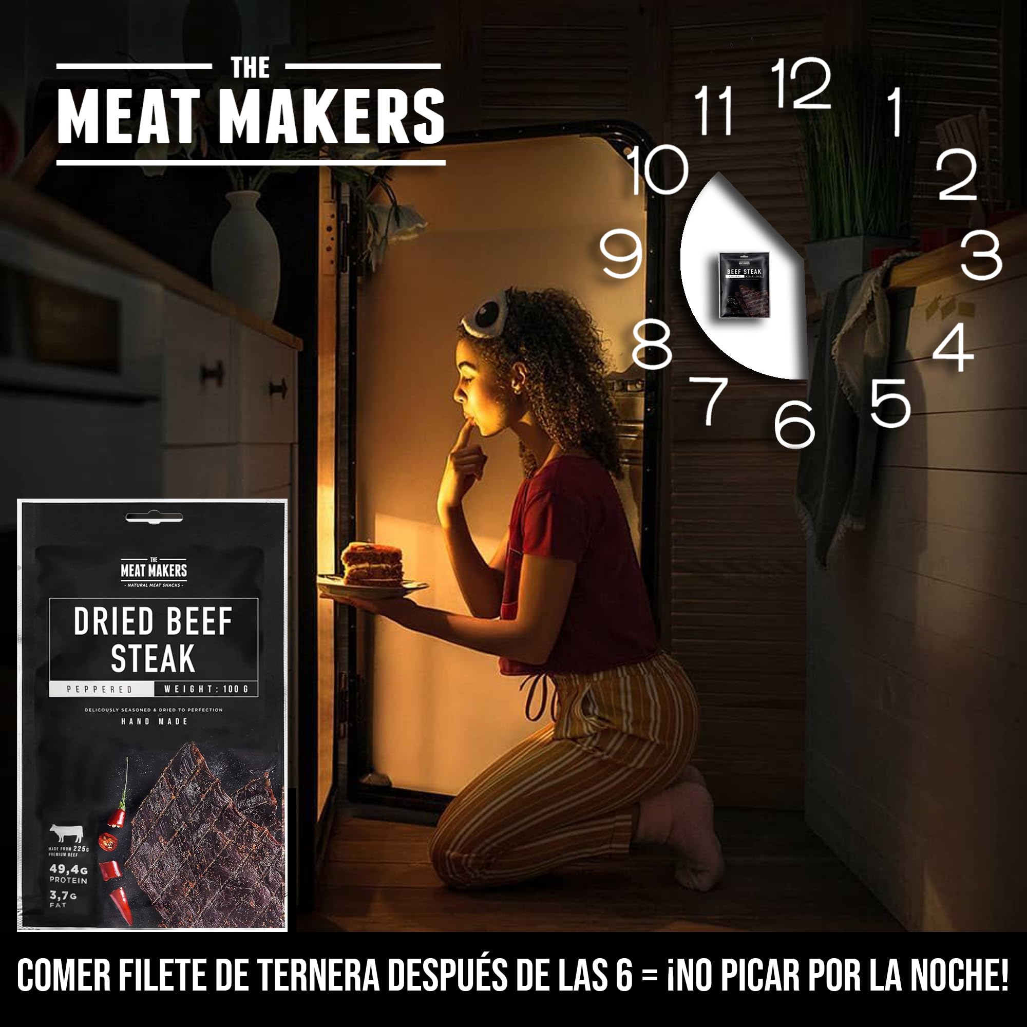The Meat Makers | BIG PACK Spicy Peppered Dried Beef Jerky Steak (200g) - Viande Séchée de Boeuf