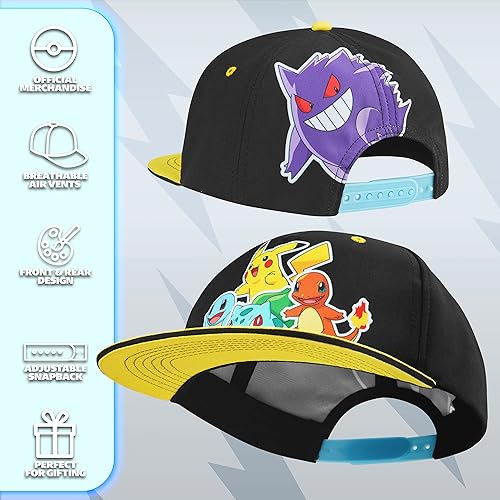 Miniatura 5 de Pokemon Gorra de béisbol unisex para niños, gorra de béisbol Pikachu con correa ajustable, gorra de camionero para niños Snapback