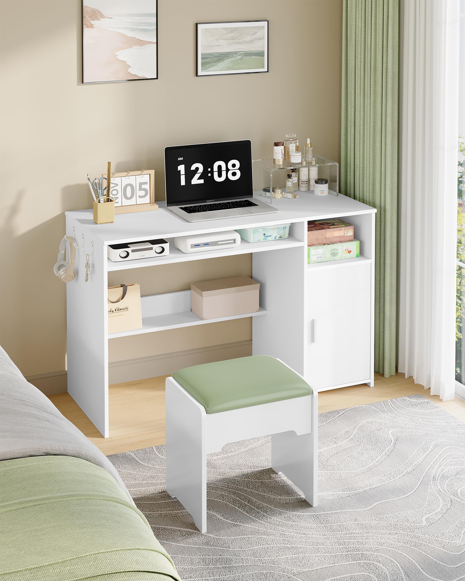 Hzuaneri Schreibtisch 108 x 50 cm 1 Tür Weiß | Minimalistisch, 1 Tür, stabil. Für Büro/Arbeitszimmer/Schlafzimmer. 108x50cm, Weiß. Ref. CD10103X.