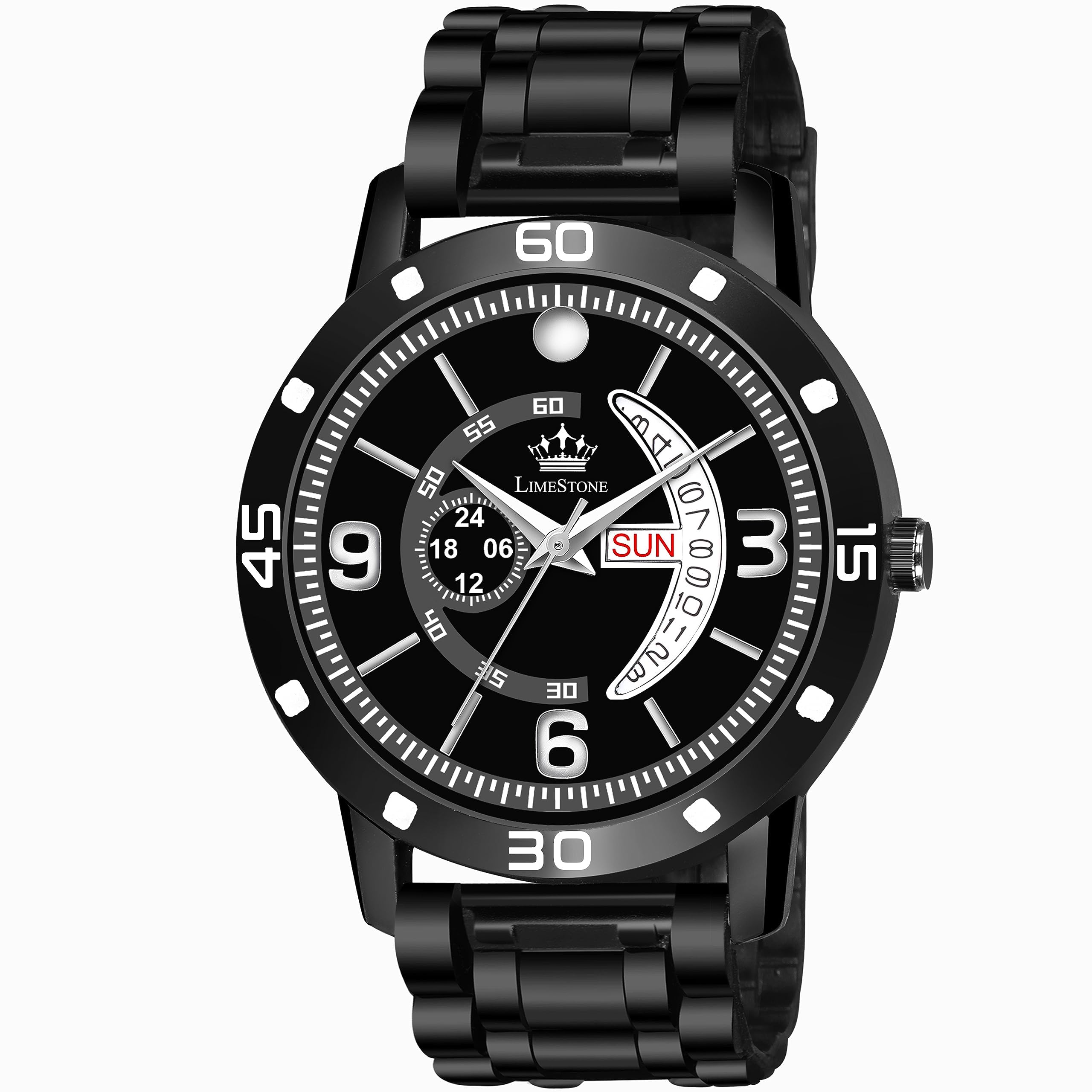 LIMESTONE All Black Day and Date Functioning Chain Look Meta Quartz Analog Watch - for Men (B0CH4TFGHP) Amazon Price History, Amazon Price Tracker