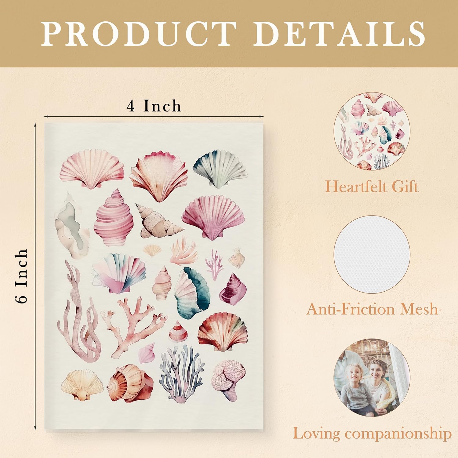 Beach Photo Album 4x6, Preppy Beach Seashell Small Photo Album Memory Book Keepsake with 18 Pockets Hold 36 Pictures for Family Baby Graduation Wedding Anniversary Travel Vacation - Image 6