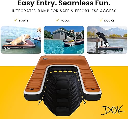 Miniatura 6 de DOK Dog-DOK - Plataforma de muelle inflable acceso seguro y fácil al agua para perros de hasta 230 libras espuma EVA antideslizante flotante con