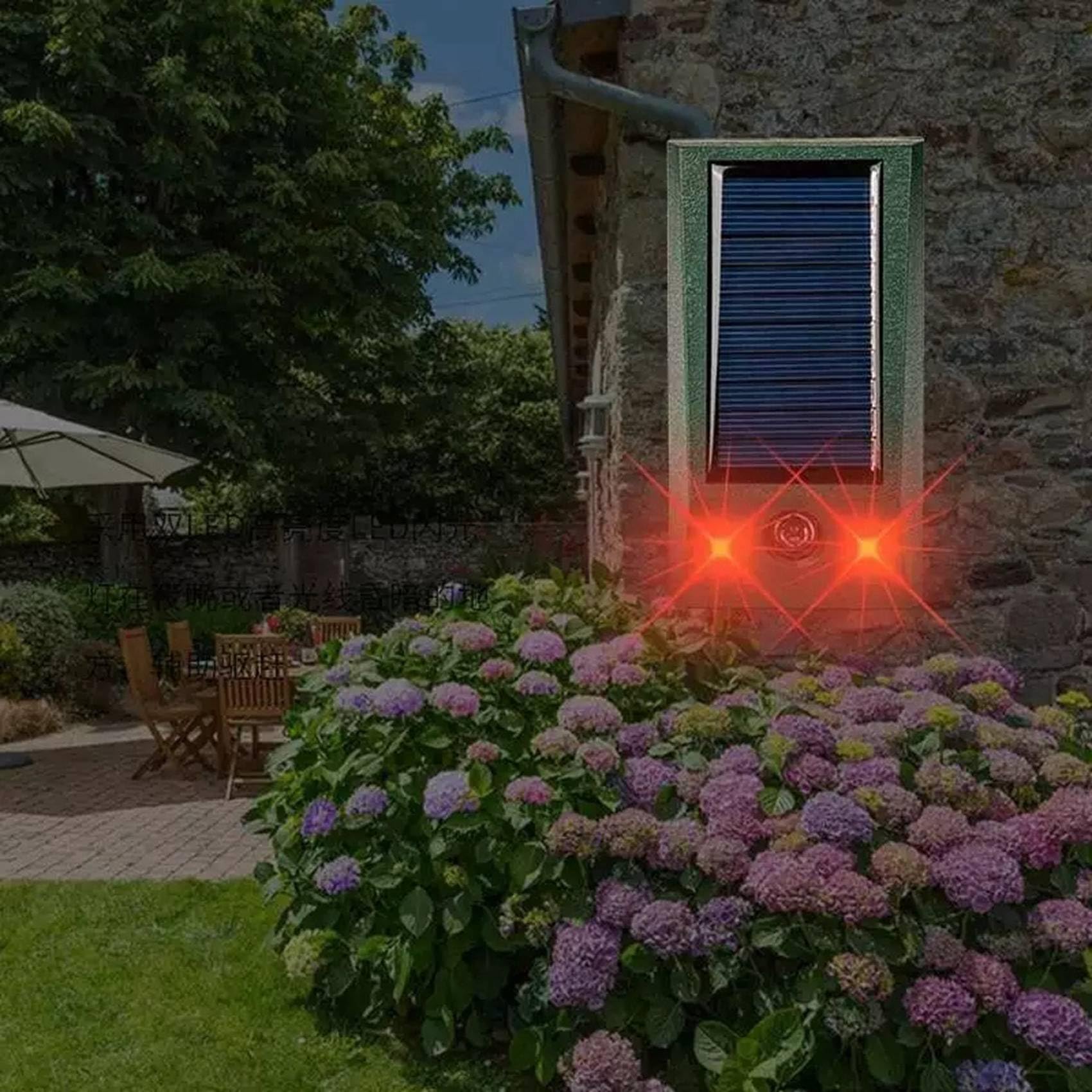 4X Repelente Ultrasónico de de Plagas para Animales Al Aire Libre con Luz Estroboscópica de Movimiento Y Alarma Intrusos