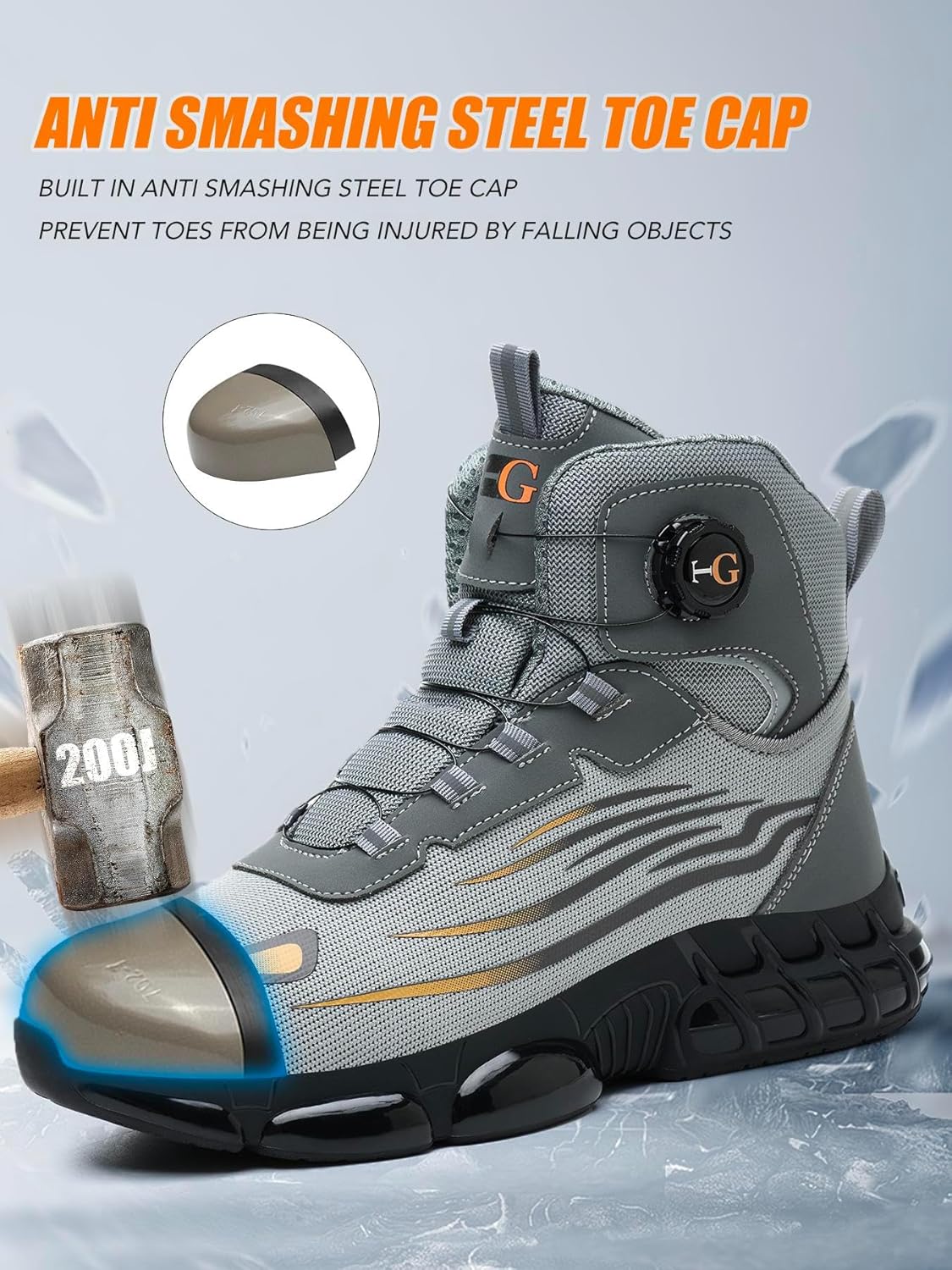 MellowMiles Steel Toe Work Shoes for Men, CE Certified Safety Sneakers for Kitchen Restaurant Construction, Kevlar Puncture Resistant Lightweight Slip Resistant Shoes, Breathable Mid-Top Boots - Image 4