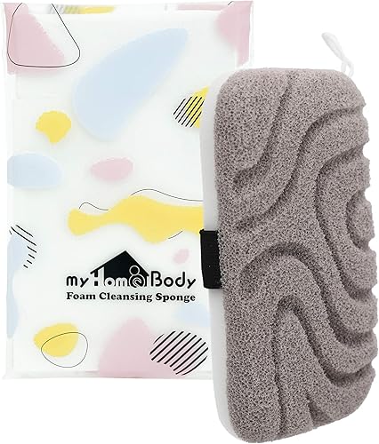 Miniatura 7 de myHomeBody Esponja exfoliante de esponja de ducha de doble textura, esponja de baño para mujeres, exfoliante corporal, esponja corporal, esponja