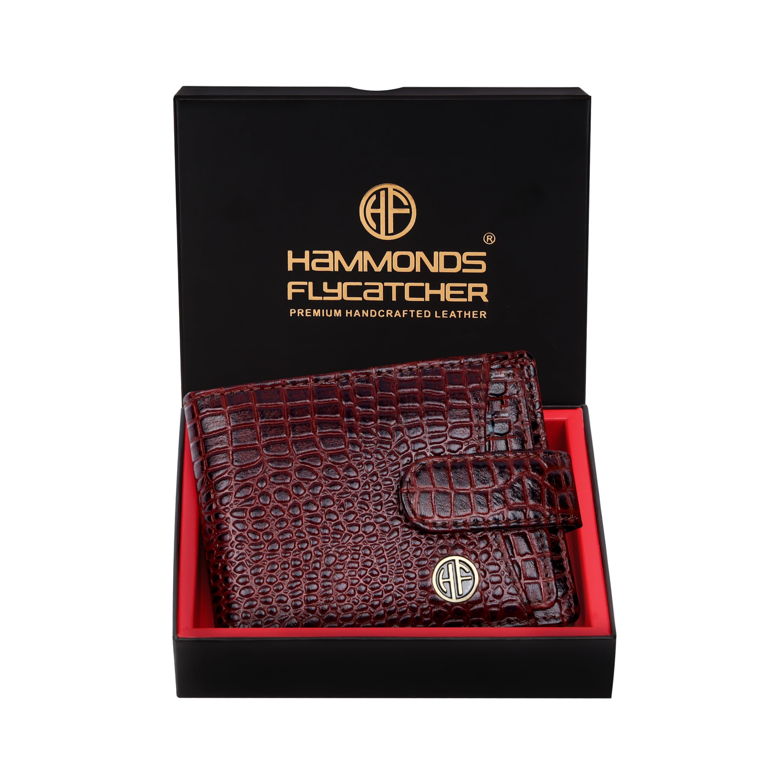 Wallet for Men Leather Original, Mens Wallet, Leather Wallets for Men Stylish, Bi-Fold Wallets for Man, 5 Card Slots, Easy Access Card Slots, Coin Pocket, Gift for Mens, Croc Brown