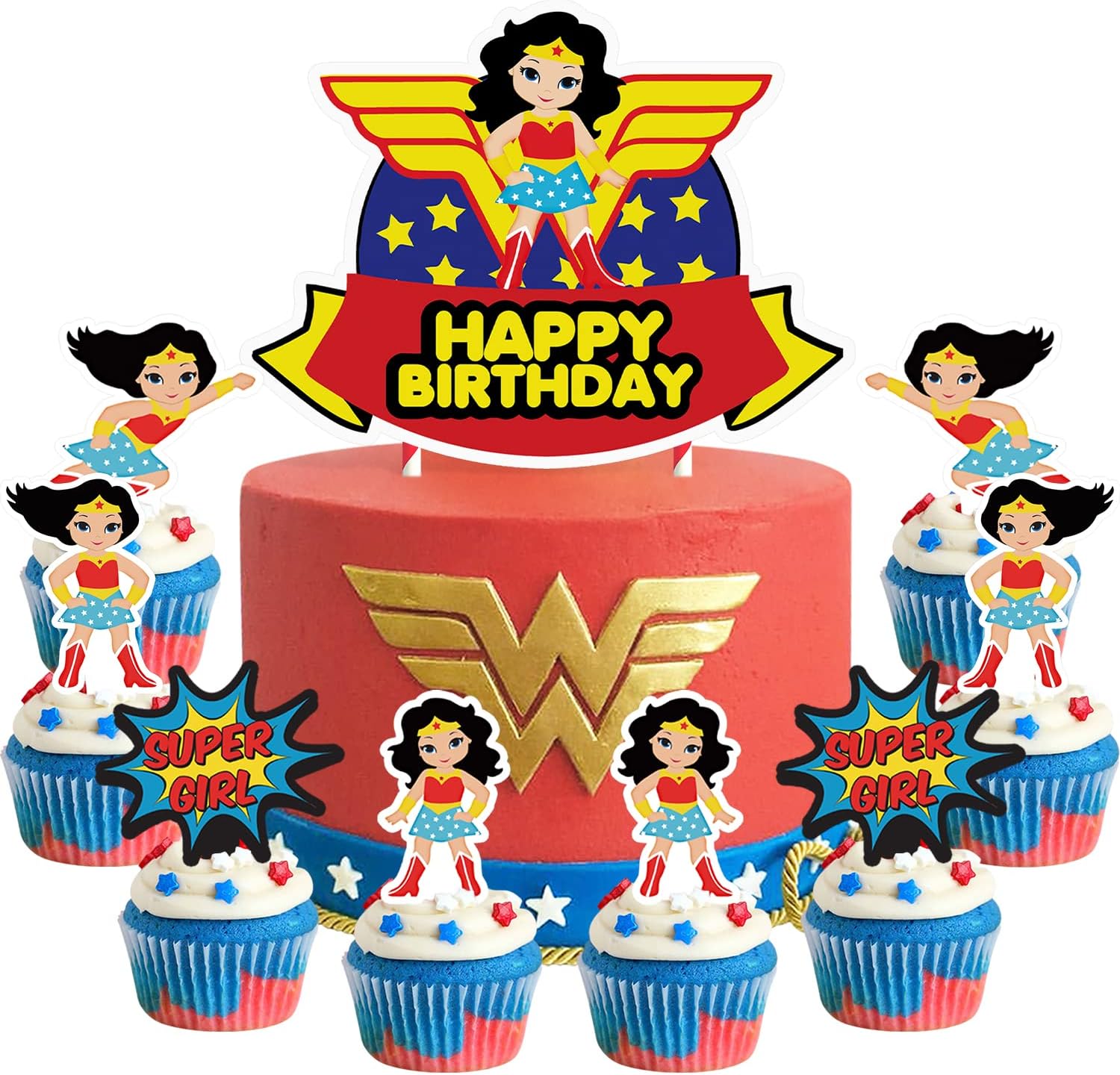 21 Wonder Cake Topper Cupcake Toppers Set Hero Theme Birthday Party Supplies Cake Decorations