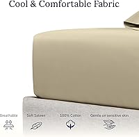 Vista 93 de California Design Den - Sábana ajustada de algodón, suave, 400 hilos, 100 % algodón, elástico que no se zafa, bolsillos profundos, refrescante