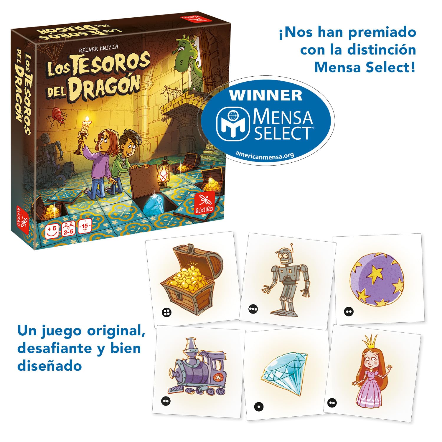 Ludilo - Memory Los Tesoros del Dragón | Juegos De Mesa Niños 5 Años O Más Premiado | Juegos Educativos Niños 5 Años O Más De Altas Capacidades | Juego De Mesa De Memoria | Regalo para Niños