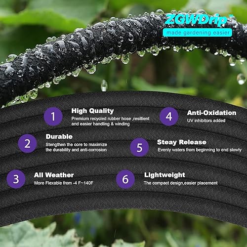 Miniatura 4 de Manguera de remojo de 15 pies, manguera de jardín de remojo de 12 pulgada con conectores de latón macizo de 34 pulgadas
