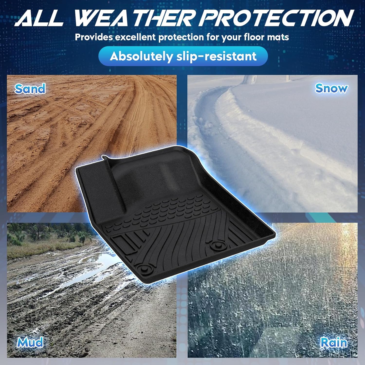 Floor Mats Fit for Nissan for Rogue 2021-2023, All Weather Odorless Anti-Slip Mats Black, 1st & 2nd Row Full Set + Car Trunk (5 seat)