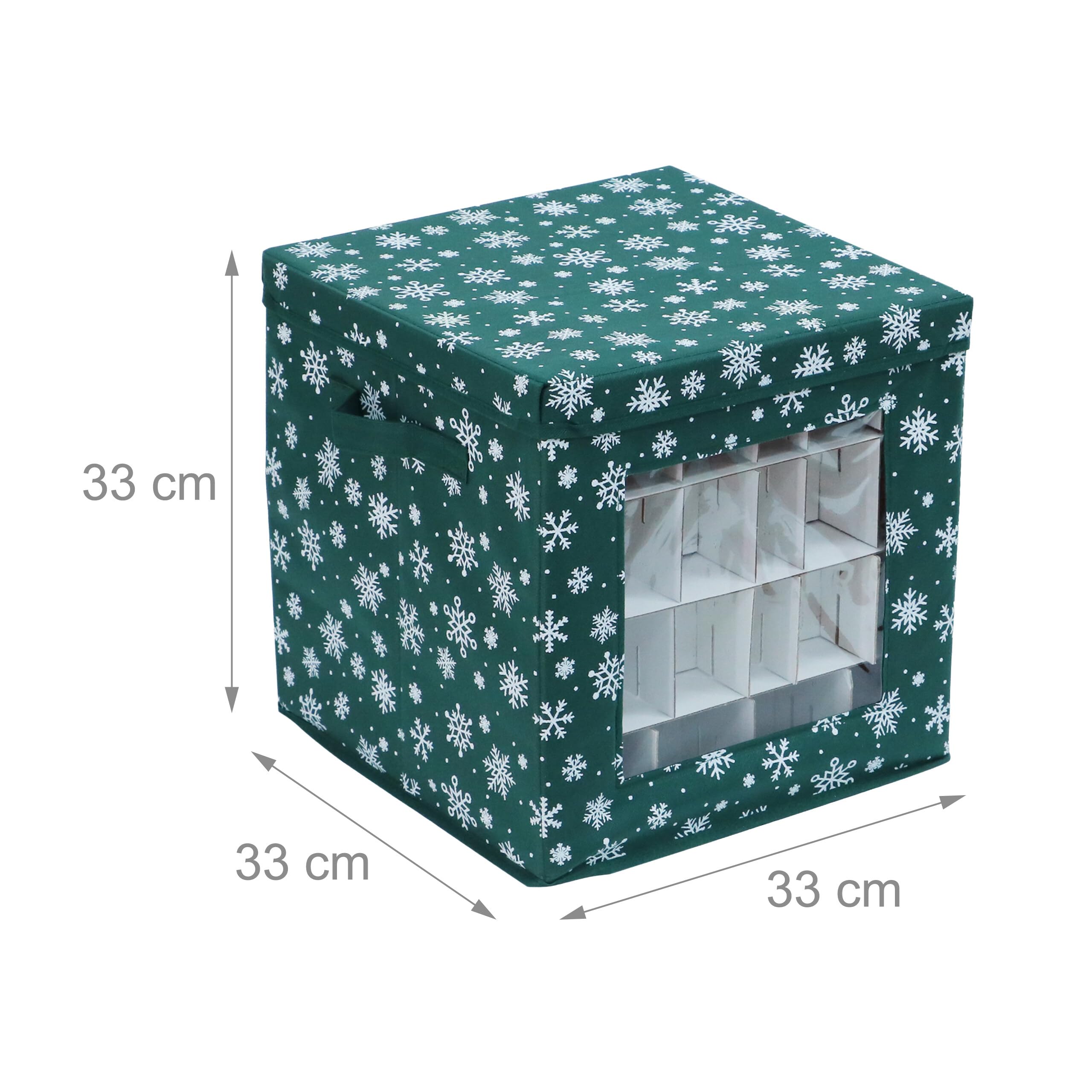 Relaxdays Scatole Porta Palline di Natale, Set 3 pz, TNT e Cartone, Verde, 33x33x33 cm