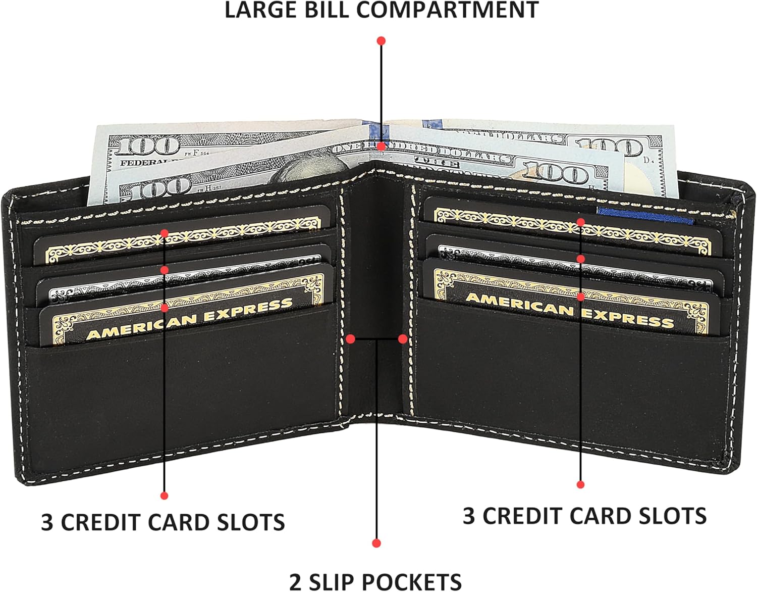 Wrangler Men's Bifold Wallet, Genuine Leather, Gift for Him - Image 3