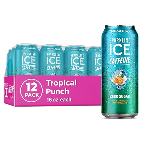 Sparkling Ice Caffeine Tropical Punch Sparkling Water with Caffeine, Zero Sugar, with Antioxidants and Vitamins,16 fl oz Cans (Pack Of 12) - Tropical Punch
