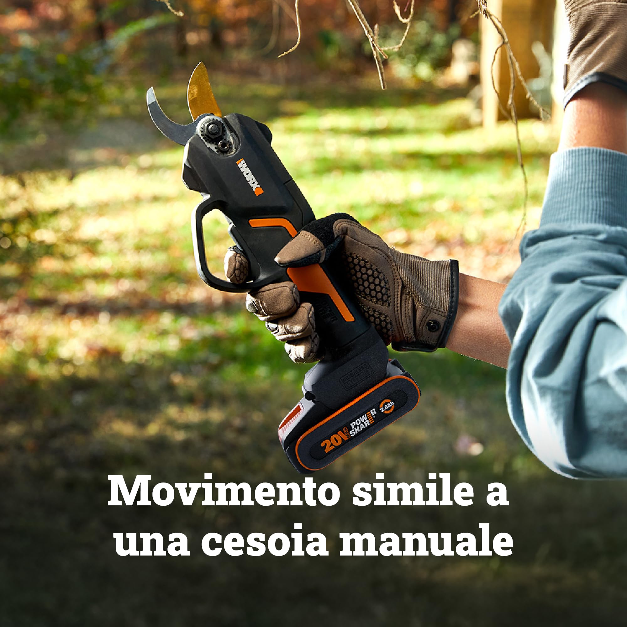 WORX WG330E.9 Cesoie da potatura senza spazzola da 20V - 25mm - Solo utensile (batteria non inclusa)