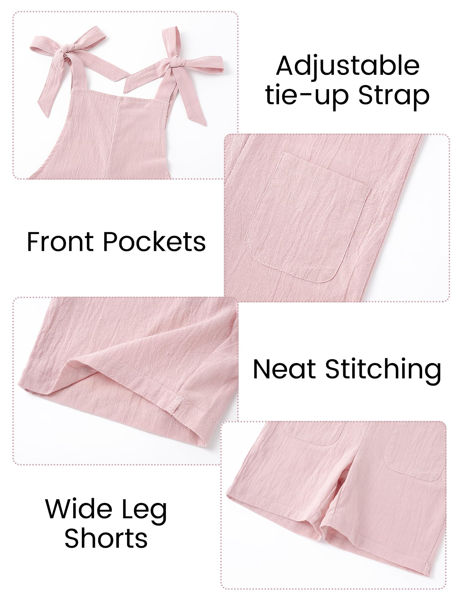 Happy Cherry Salopette Ragazze Tuta Pantaloncini Bretelle Regolabili Comodo Cotone Tuta Estiva Senza Maniche con Tasche Tinta Unita per Bambine 5-14 Anni
