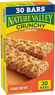 Nature Valley Crunchy Peanut Butter Granola Bars, 30 Ct (15 Pouches) - Whole Grain Oats, No Artificial Flavors, Portable Snack