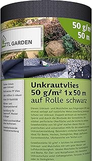 TTL Garden 50 m² Weed Control Fabric with 50 g/m² - 1 m x 50 m Garden Fleece on Roll - Very Water-Permeable, Tear-Resistan...