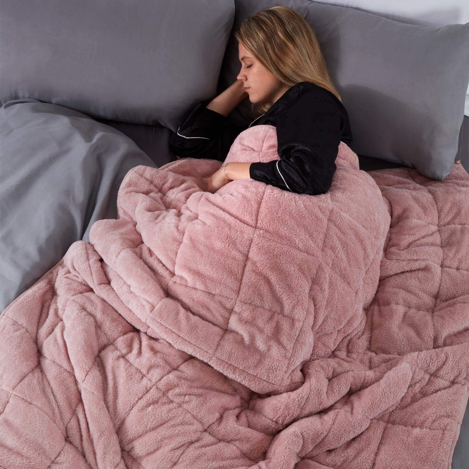 Teddy Weighted Blanket for Adults Sleep Therapy Anxiety Stress Relief Super Soft Throw, Blush Pink, 125 x 150cm - 4kg(Disclaimer: Only suitable for age 3+ years)