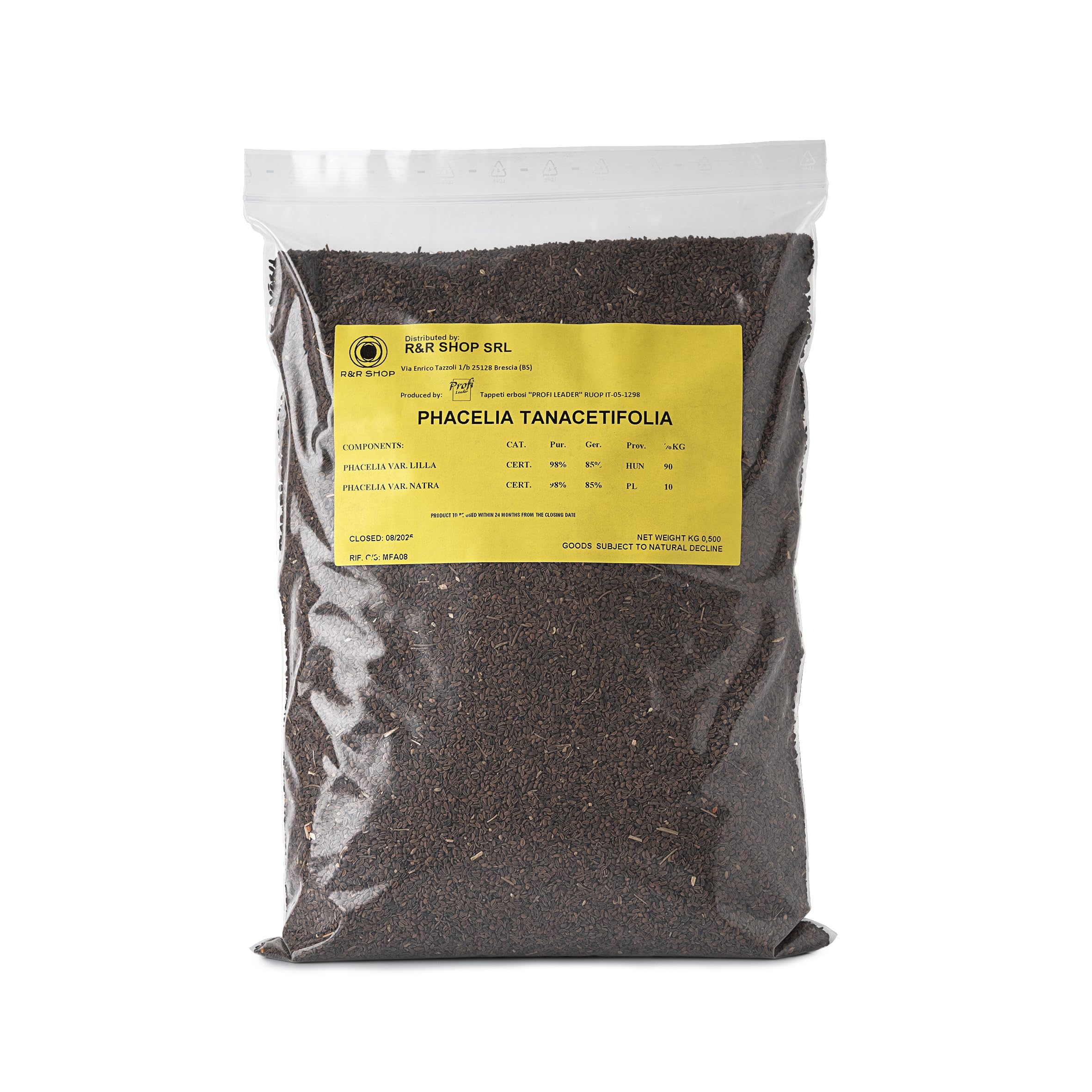 R&R SHOP - Phacelia Seeds, Phacelia Tanacetifolia, Rapid Flowering, Nectar-Rich for Bees and Butterflies, Ideal for Lawns and Gardens (500 g – 300 m²)