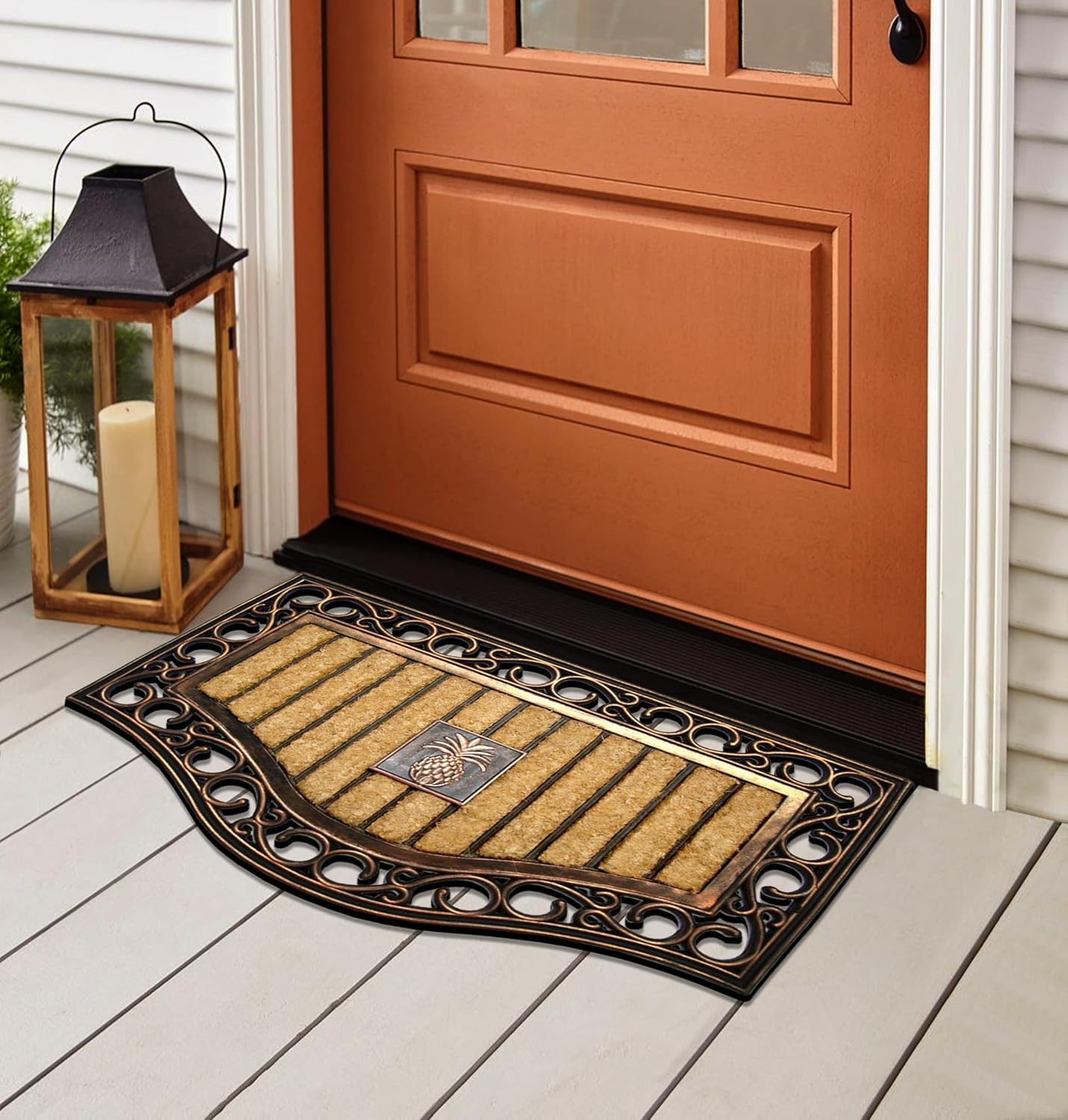 A1HC Natural Coir and Rubber Door Mat, 18" x 30", Thick Durable Doormats for Door Entrance, Heavy Duty, Thin Profile Door Mat, Easy to Clean,Long Lasting Front Door Entry Doormat, Pineapple