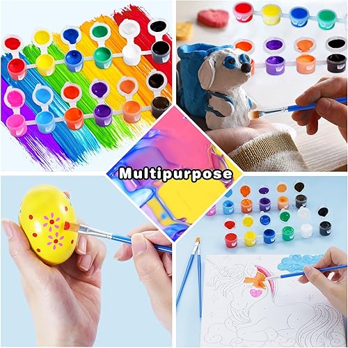 Miniatura 5 de Juego de 160 piezas de pintura acrílica juego de pintura lavable para niños 10 juegos de tiras de pintura acrílica de 12 colores con 40 pinceles de