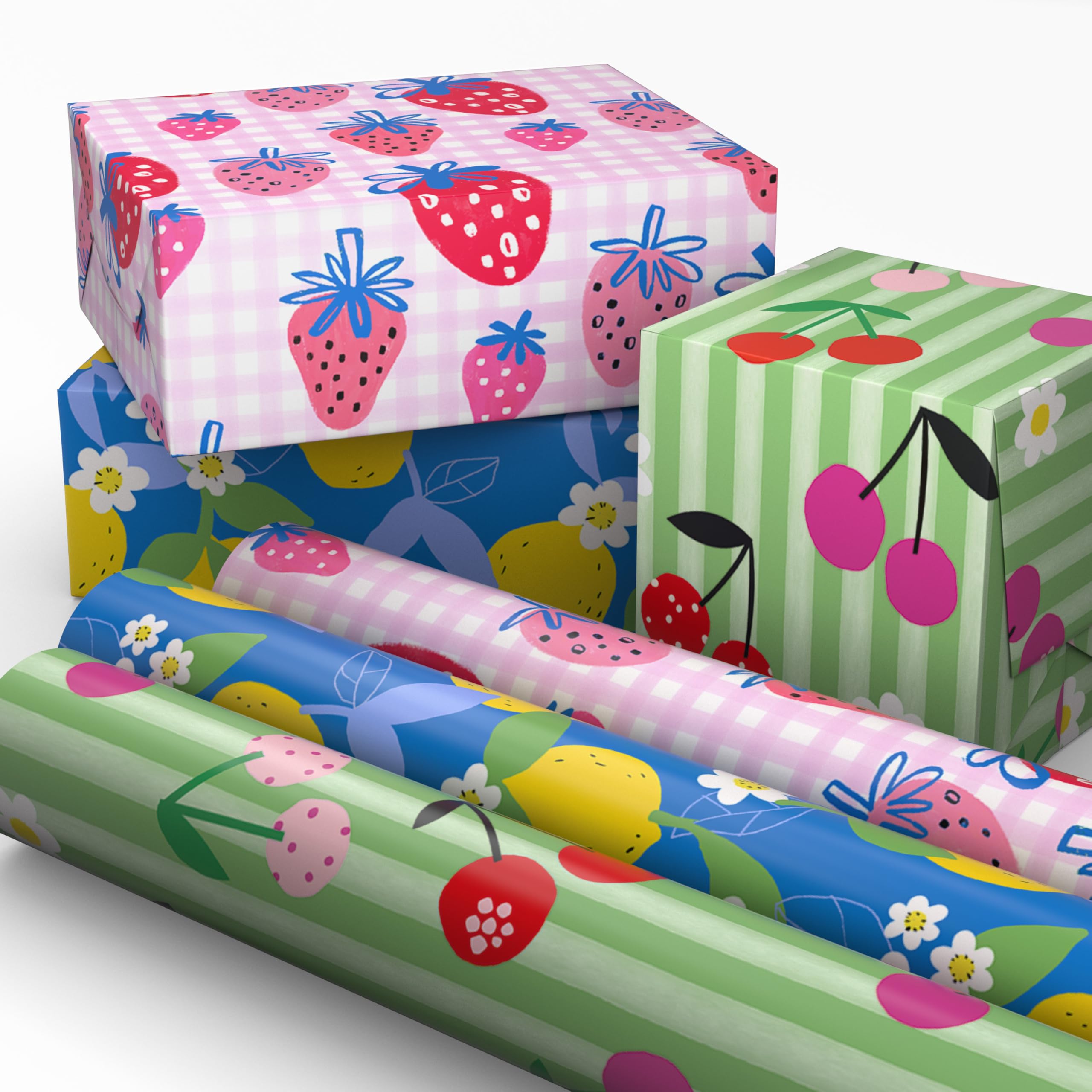 Hallmark Strawberry Scented Wrapping Paper Mini Rolls, 3-Pack, 45 Sq. Ft.