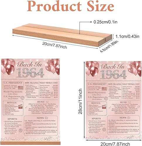 Miniatura 3 de Trgowaul Decoración de cumpleaños número 60 para mujer, póster de cumpleaños de acrílico con soporte, regalo de 60 aniversario, suministros de