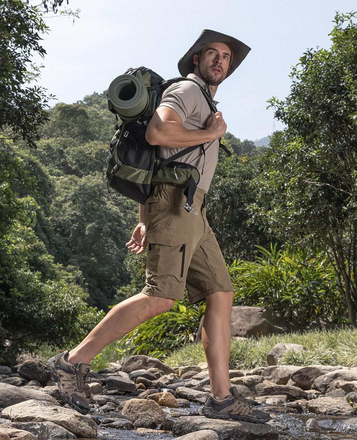 Moosehill Men's Hiking Cargo Shorts with 7 Pockets Quick Dry for Casual Work