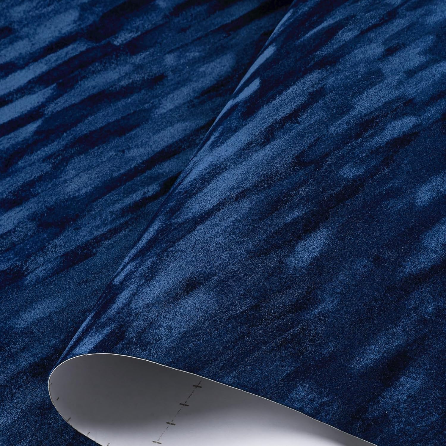 Decotalk Dark Blue Felt Drawer Liner 15.7x200 Inch Self Adhesive Stripes Velvet Liner for Kitchen Cabinets Shelf Liners Blue Velvet Contact Paper Peel and Stick Felt Drawer Lining Stripes Flocking