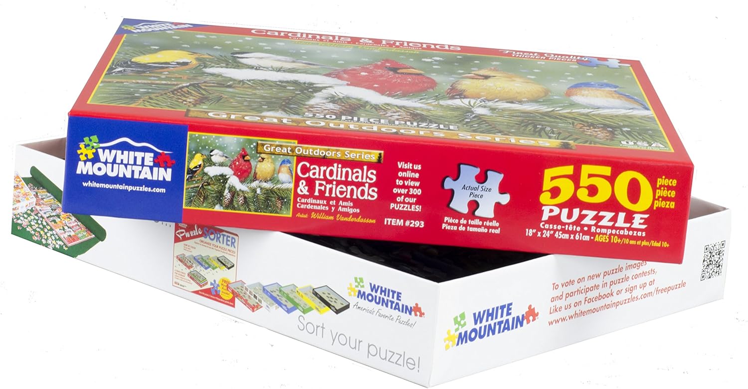 White Mountain Puzzles Cardinals and Friends - 550 Piece Jigsaw Puzzle