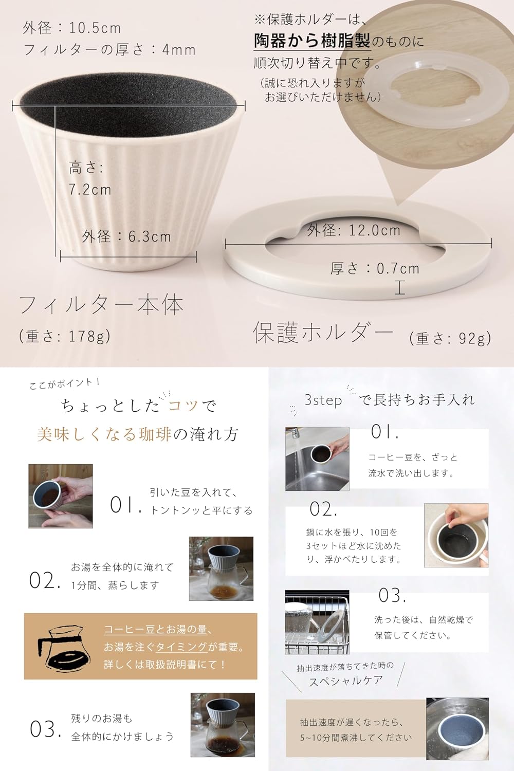 波佐見焼 ニューセラミックコーヒーフィルター&ドリッパー | ペーパーフィルターレス | ホワイト| コフィル | ギフト プレゼン
