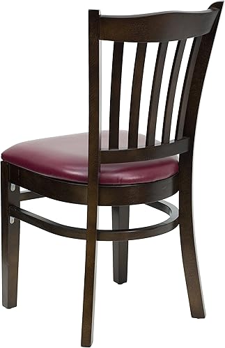 Miniatura 30 de EMMA + OLIVER Silla de madera de caoba con respaldo de listones verticales, asiento negro del vinilo Asiento de vinilo negro/marco de madera de