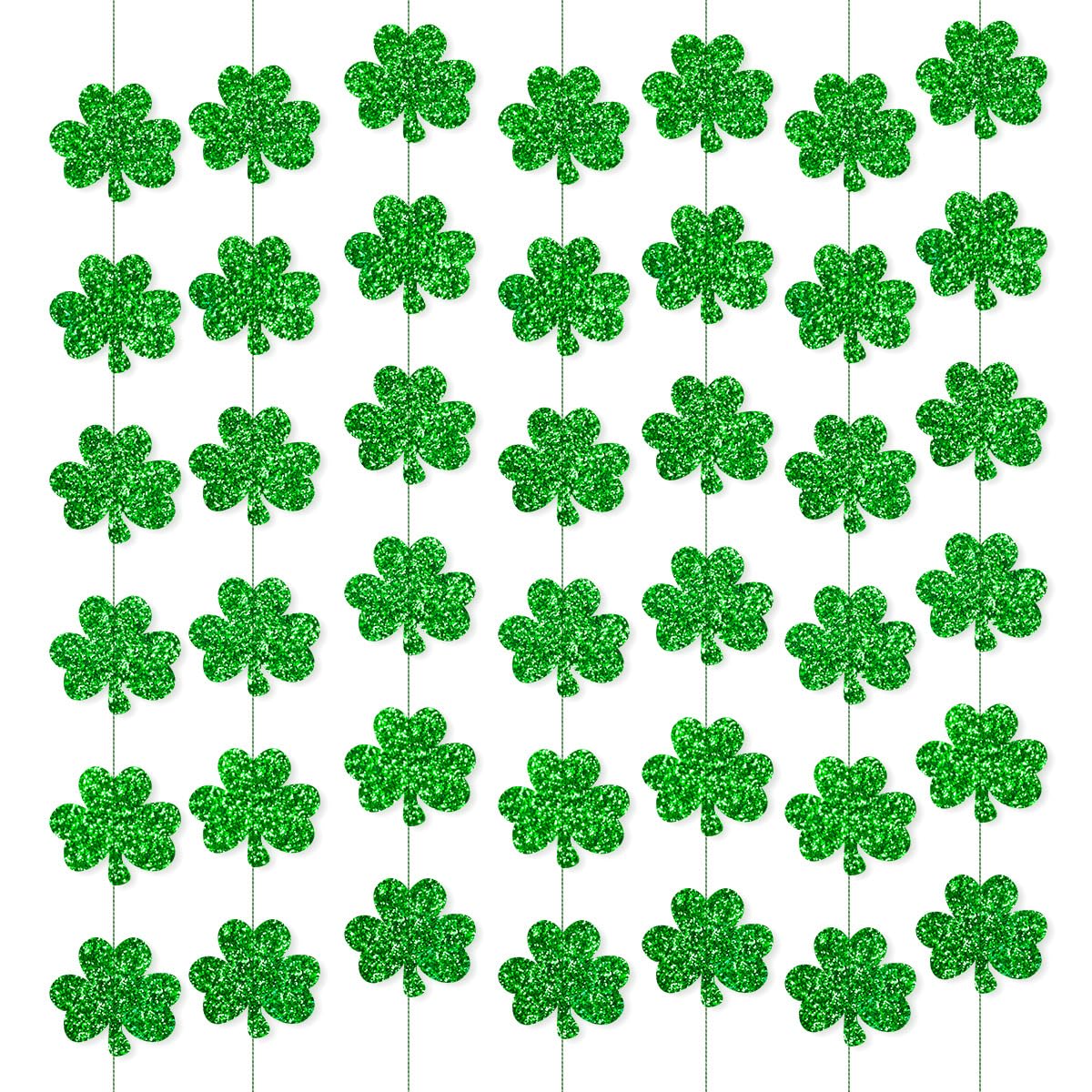 6pcs St.patricks Day Decorations, Shamrock Hanging Garland, Glitter Shamrock Foil String Hanging Garland
