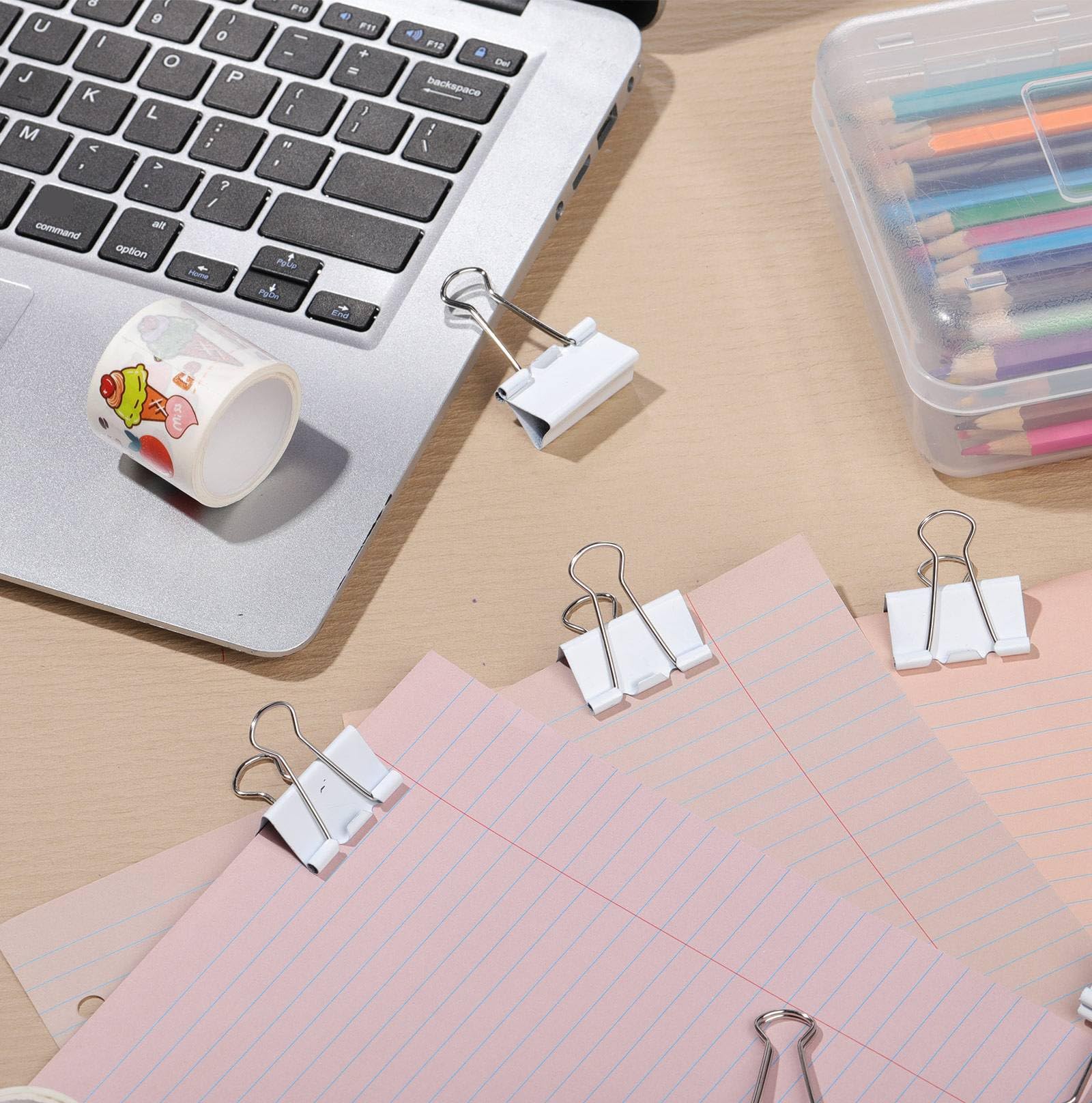 Jetec Lot de 300 pinces à papier en métal blanc de 32 mm, réutilisables, pour la maison, le bureau, l'école
