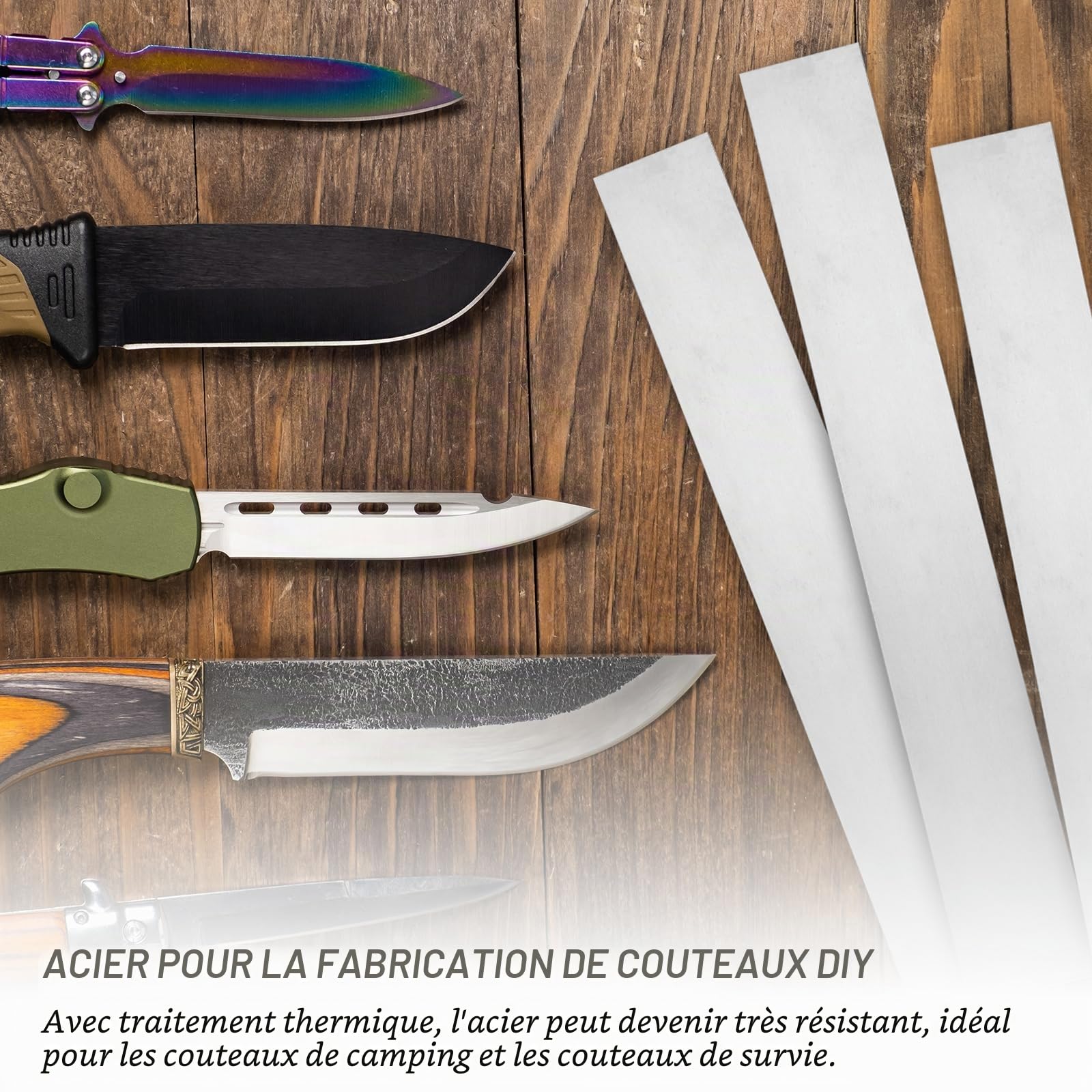 PATIKIL 10 Paquets 15N20 Acier Barre Plate en Acier 12" x 1 12" x 1/16" | pour la Fabrication de Couteaux, pour Feuille Métallique DIY Utilisation Professionnelle et pour les Passionnés