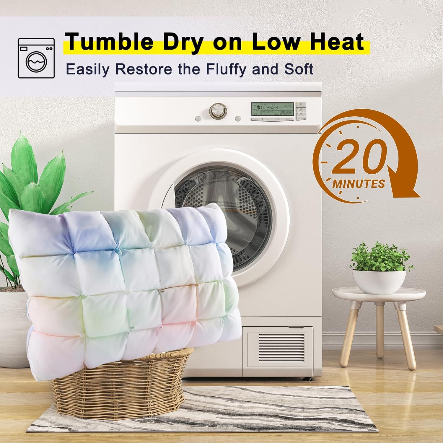 YOUR MOON Soft Pillows for Sleeping, Support Bed Pillows, Fluffy Down Alternative Pillow, Luxury Hotel Gel Pillows for Side Sleeping Queen Size (Rainbow) - Image 8