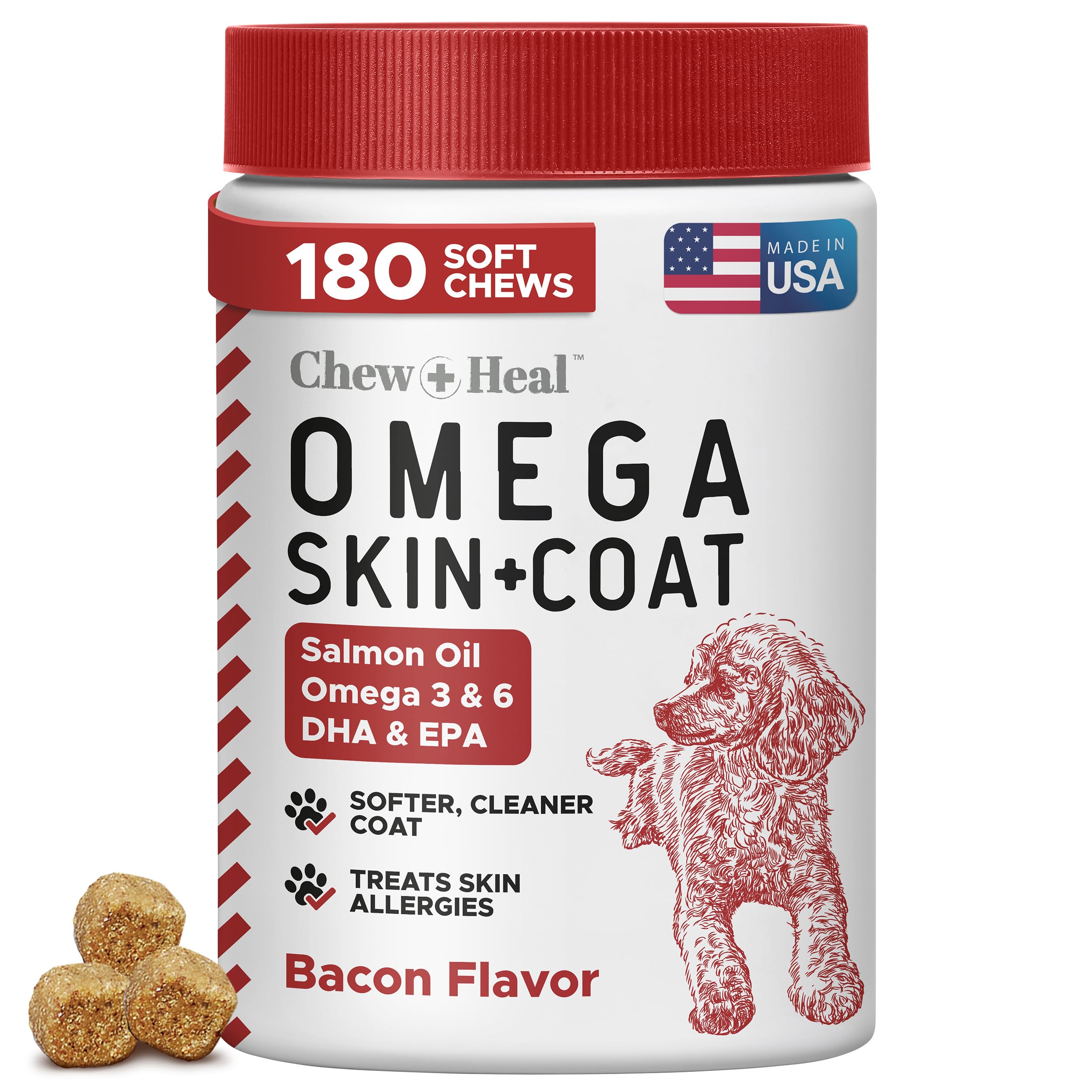 Omega 3 for Dogs, 180 Ct Dog Allergy Chews, Itch Relief, Fish Oil Treats — Amazon image 14