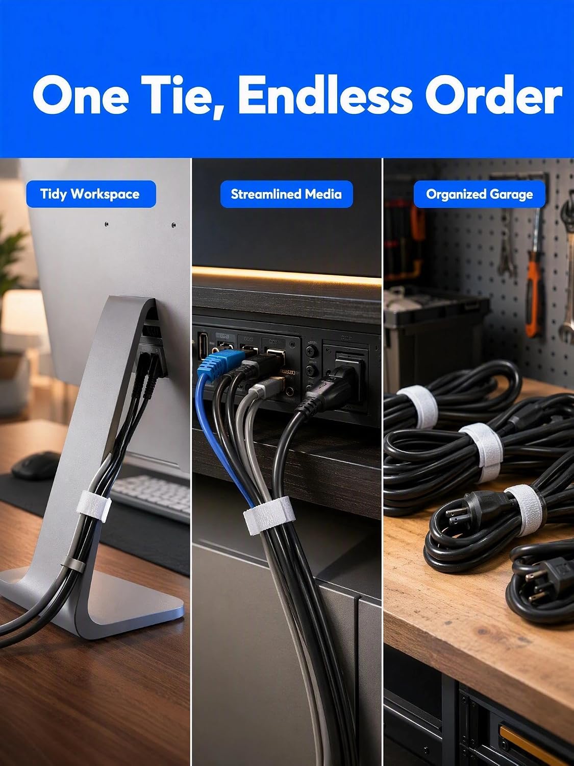 100Pcs Reusable Cable Ties 12 Inch, Adjustable Cord Organizer, Garland Ties image 3