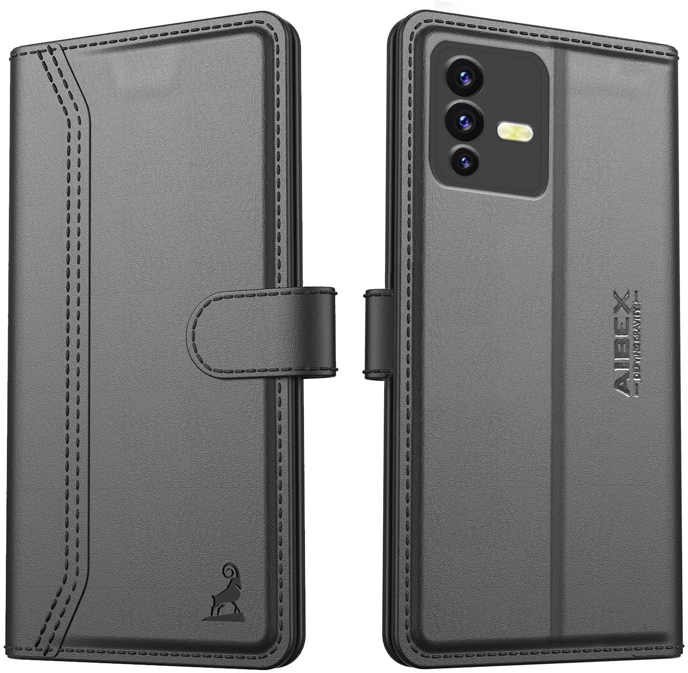 AIBEX ® Vivo V23 Pro Flip Cover Leather Finish | Inside TPU with Card Pockets | Wallet Stand | Complete Protection Flip Case Black (B09Q69V4M1) Amazon Price History, Amazon Price Tracker